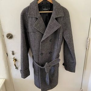 Top Man Double Breasted Mid-Length Trench Coat